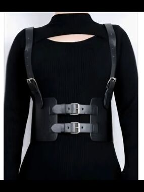 Black Leather Buckle Waist Harness